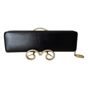 Christian Dior Vintage Black Leather Zip Cosmetic Brush Case